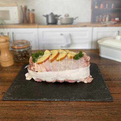 Rôti de chapon farci pomme/calvados