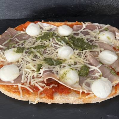 Bruschetta jambon sec et mozzarella