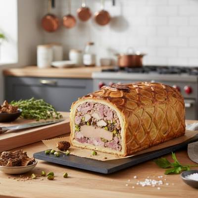 Pâté en croûte pintade morilles tranché x2