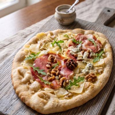 Pizza coppa gorgonzola noix